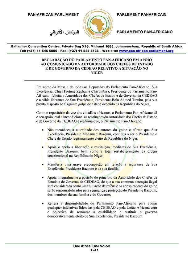 PAP Statement in Support of ECOWAS Communique (Portuguese)