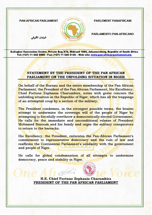 Statement by the president of the Pan-African Parliament 