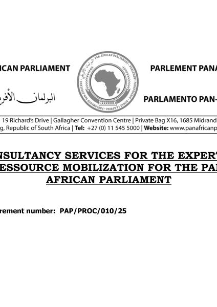 Consultancy services for the expert in resource mobilization for the Pan-African Parliament
